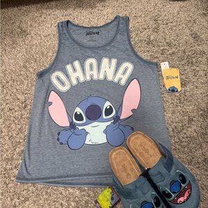 Disney Ohana Lilo and Stitch tank and Birkenstocks